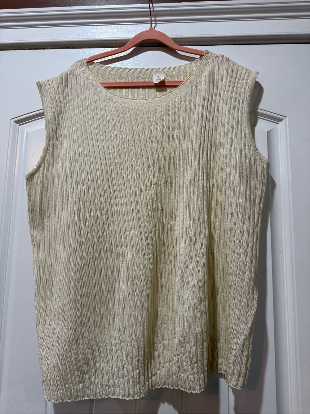 Sleeveless Ribbed Knit Tank - Cream - Picture 1 of 5
